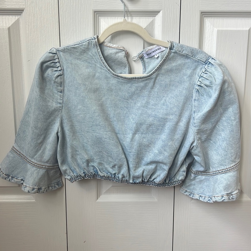 WeWoreWhat denim crop top